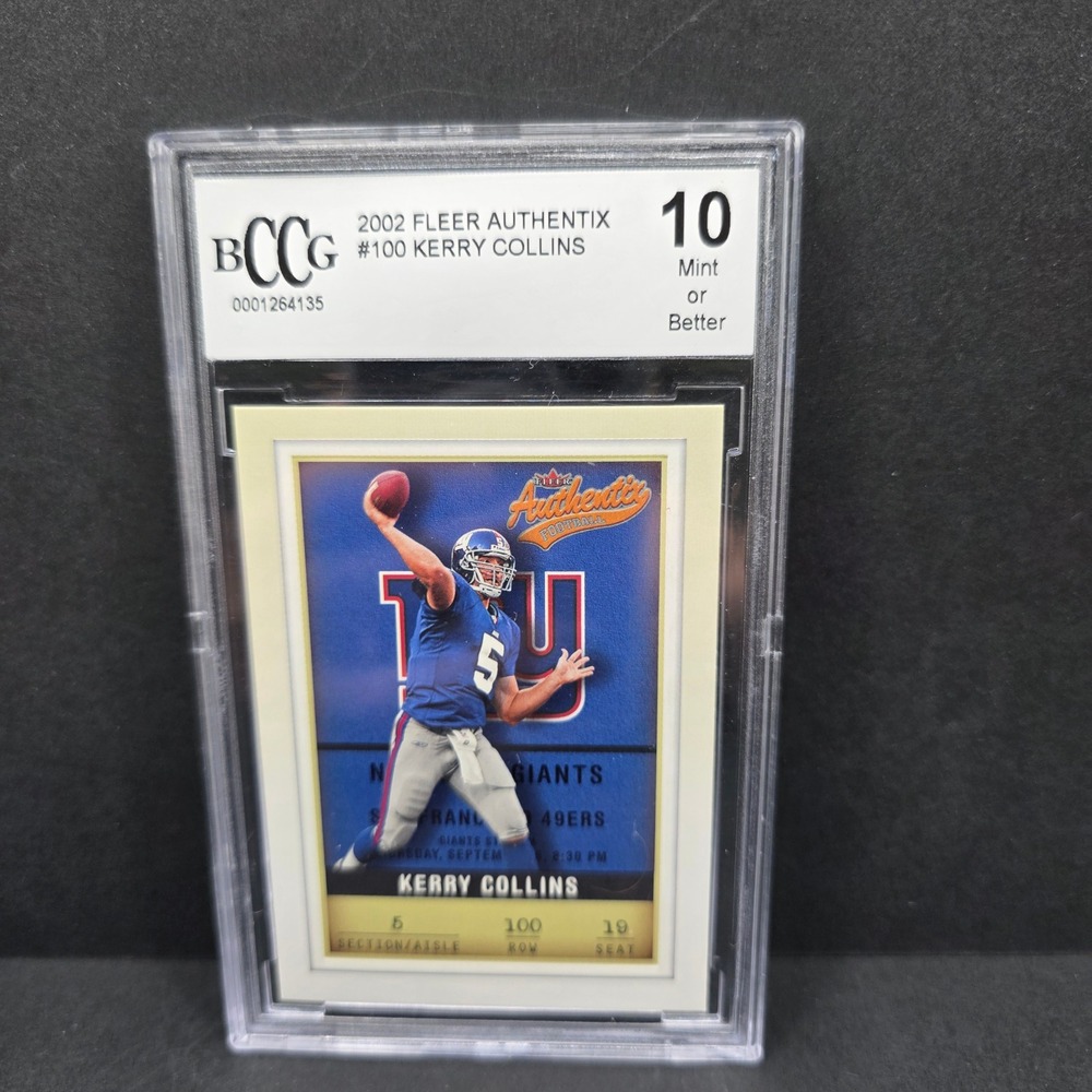 Fleer Authentix Trading Card Kerry Collins New York Giants Graded BCCG 10